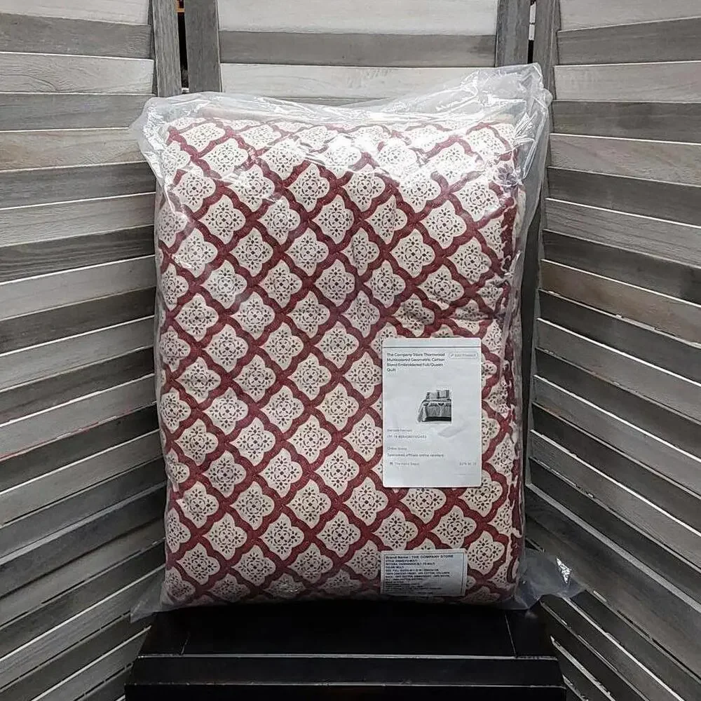 Thornwood Multicolored Geometric Cotton Blend Embroidered Quilt | Company Store